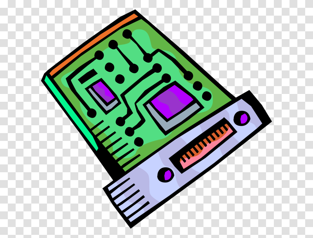 Vector Illustration Of Personal Computer Printed Circuit Graphic Design, Electronics, Electronic Chip, Hardware, Pac Man Transparent Png