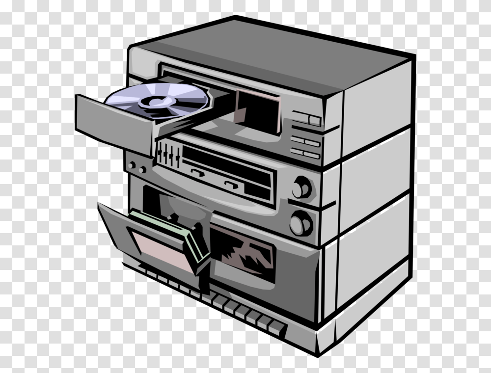 Vector Illustration Of Personal Home Stereo System Cassette Deck, Electronics, Cd Player, Tape Player, Entertainment Center Transparent Png