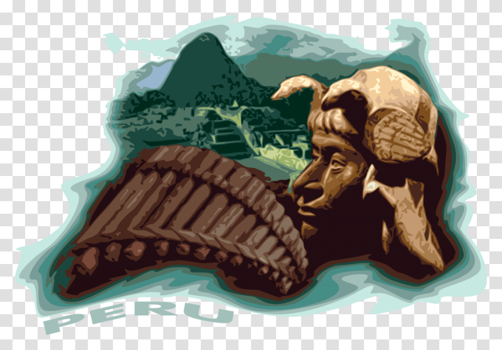 Vector Illustration Of Peru Postcard Design Pan Flute Illustration, Outdoors, Nature, Land, Statue Transparent Png