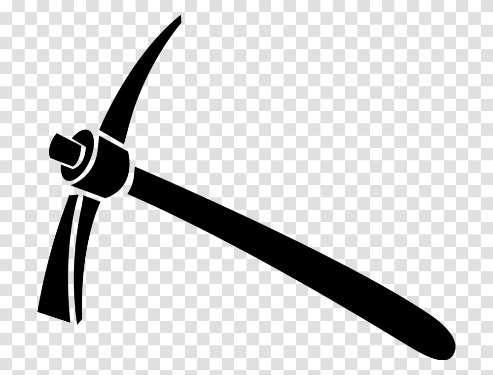 Vector Illustration Of Pickaxe Or Pick Hand Tool For Pick Mattock Clipart, Gray Transparent Png