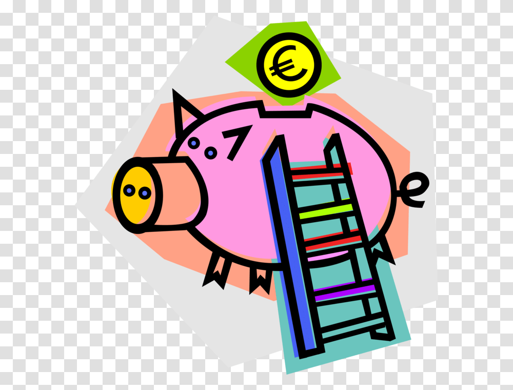 Vector Illustration Of Piggy Bank Money Coin Container Finance, Poster, Advertisement, Flyer, Paper Transparent Png