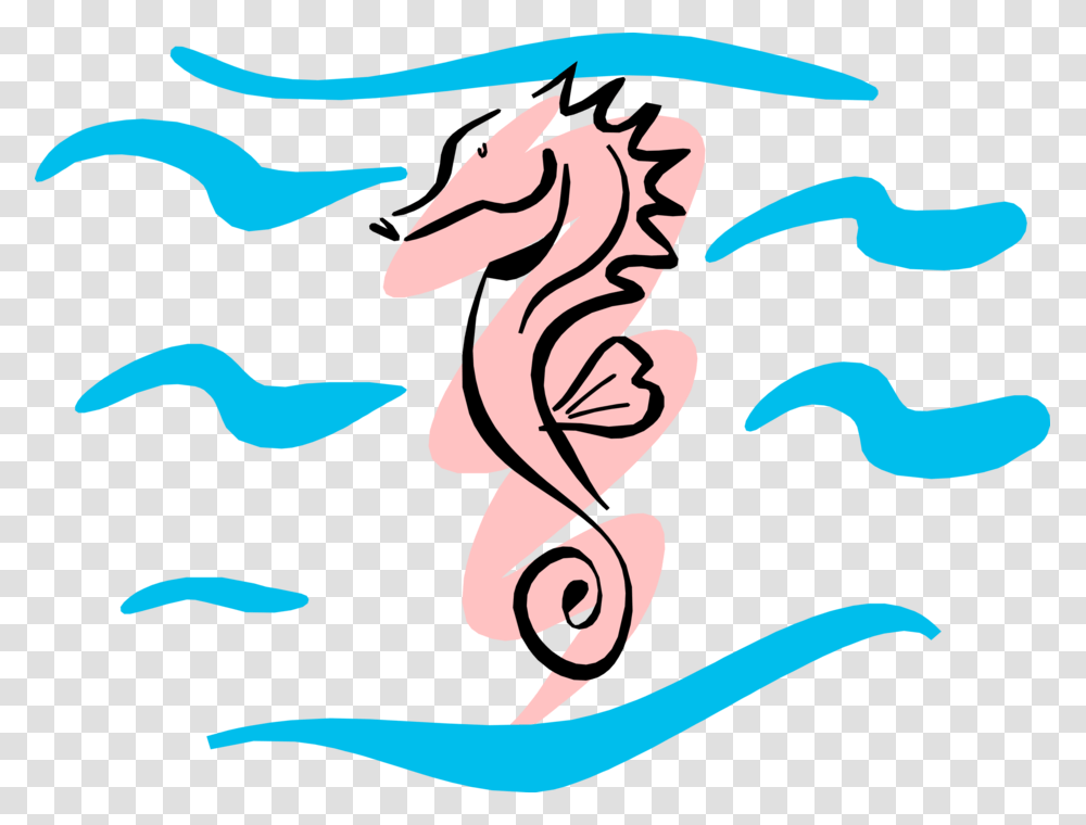 Vector Illustration Of Pink Hippocampus Genus Seahorse Sea Horse Clip Art, Dragon, Amphibian, Wildlife, Animal Transparent Png