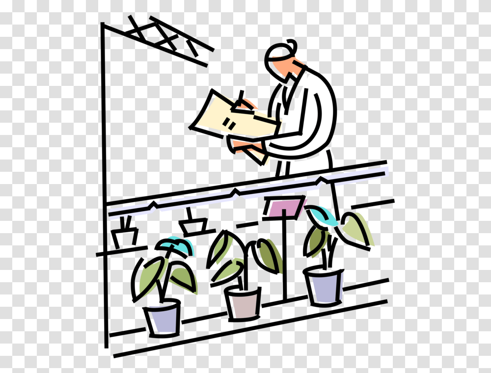 Vector Illustration Of Plant Biologist Studies Plant, Waiter, Musician, Musical Instrument Transparent Png