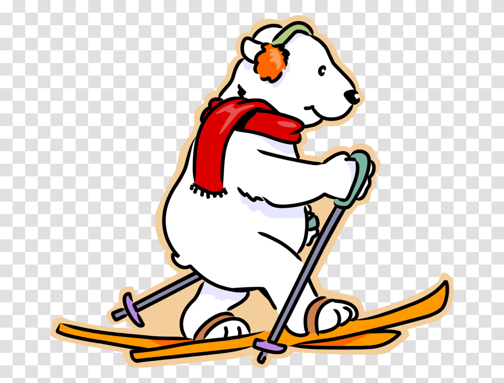 Vector Illustration Of Polar Bear On Cross Country Winter Field Day 2019, Oars, Paddle, Sled Transparent Png