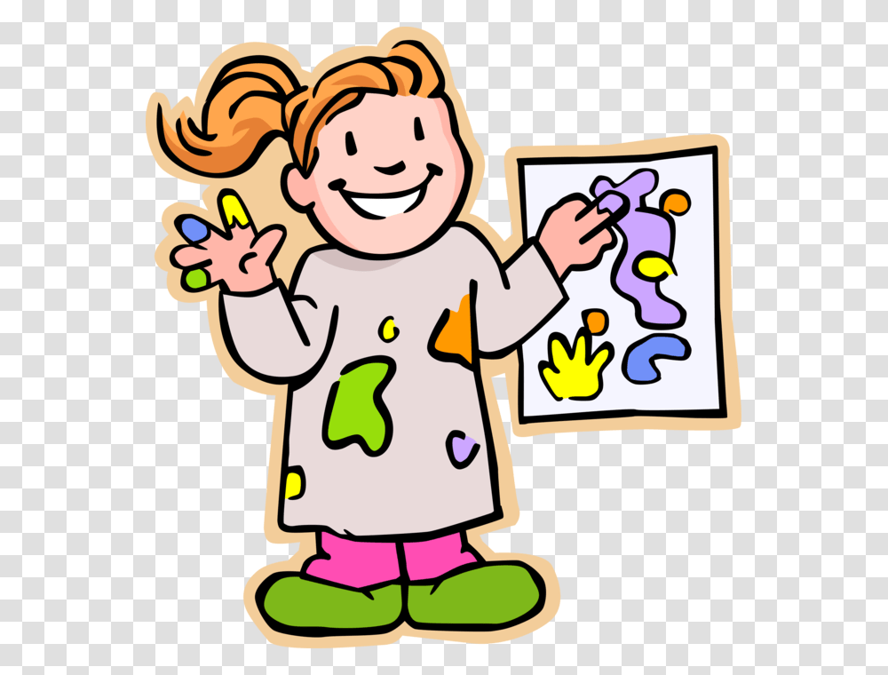Vector Illustration Of Primary Or Elementary School Arts And Crafts Clip Art, Female, Girl, Drawing, Teen Transparent Png
