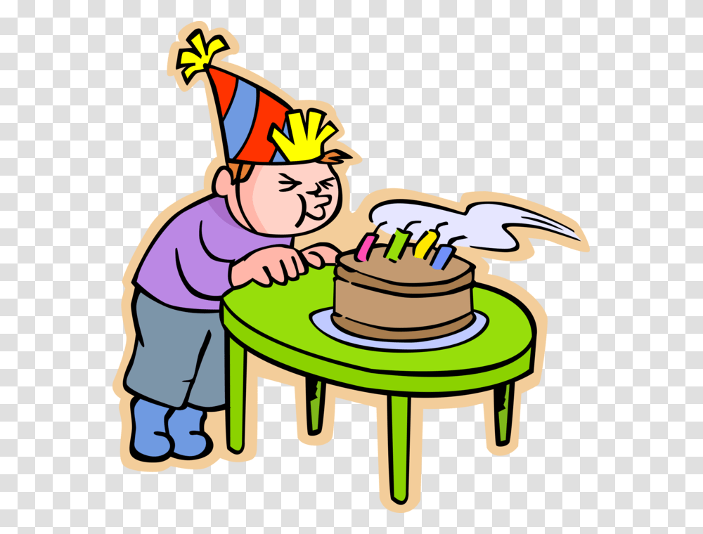 Vector Illustration Of Primary Or Elementary School Blowing Out Birthday Candles Clipart, Cake, Dessert, Food Transparent Png