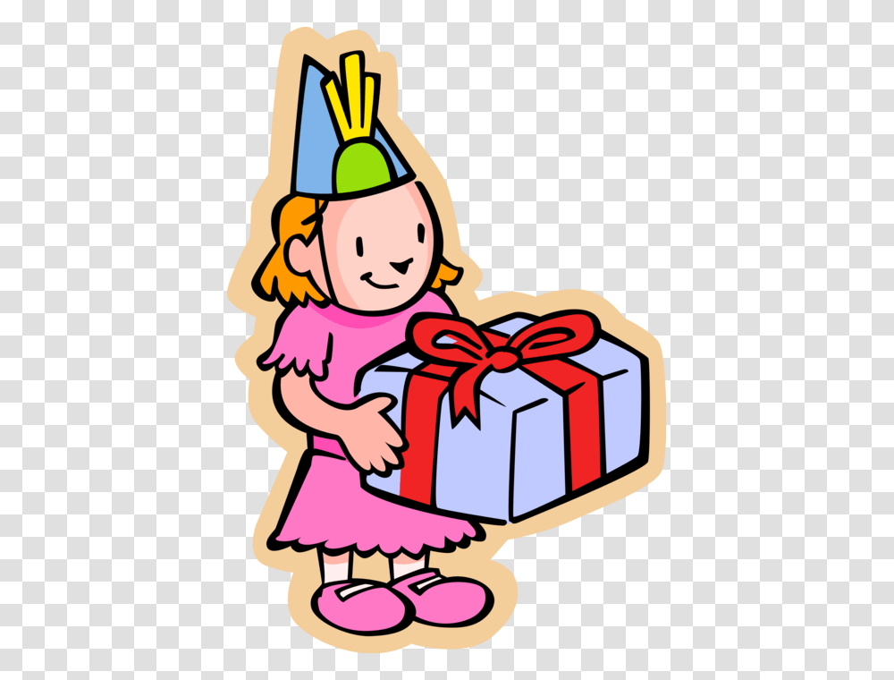 Vector Illustration Of Primary Or Elementary School Cartoon Birthday Girl, Apparel, Hat, Party Hat Transparent Png