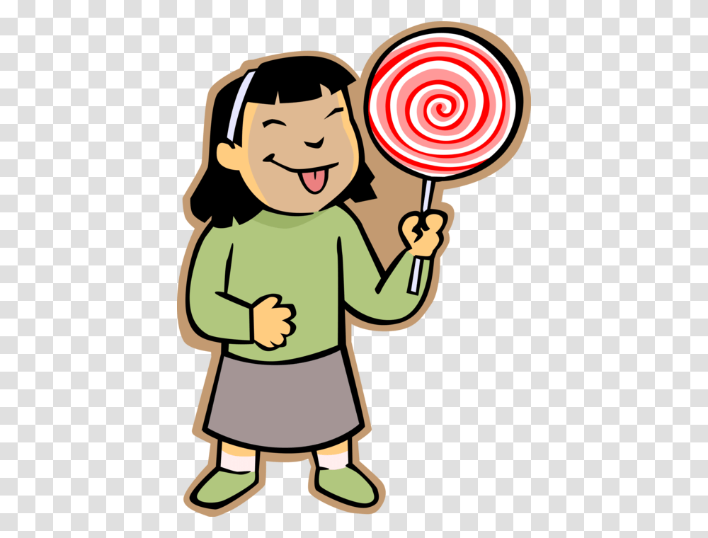 Vector Illustration Of Primary Or Elementary School Girl With Lollipop Cartoon, Food, Candy, Sweets, Confectionery Transparent Png