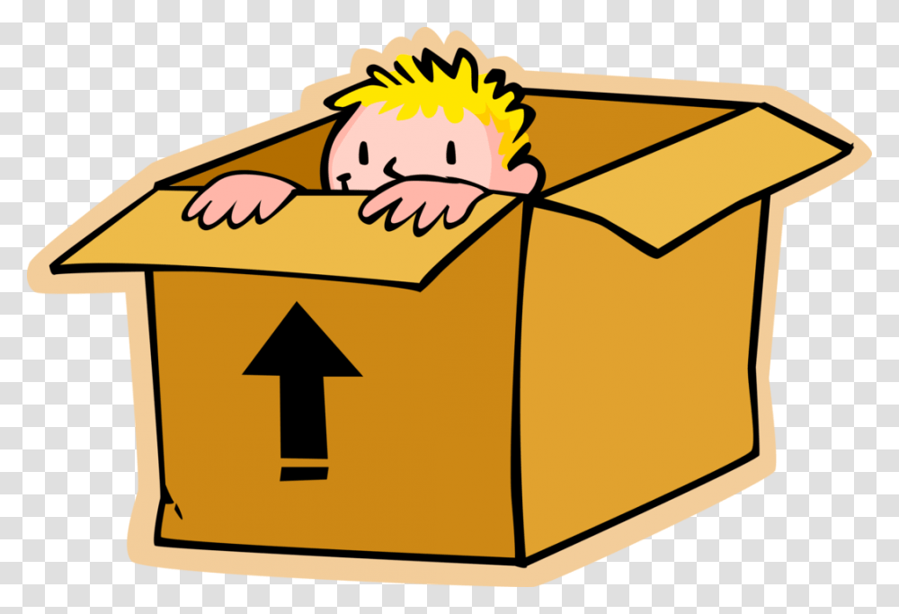 Vector Illustration Of Primary Or Elementary School Think Out Of The Box Cartoon, Cardboard, Carton, Gold, Package Delivery Transparent Png