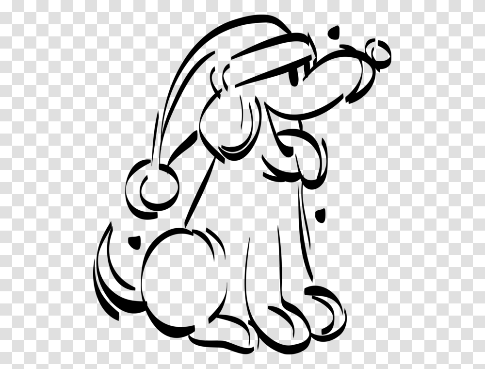 Vector Illustration Of Puppy Dog Wearing Santa Christmas Christmas Pup Clipart Black And White, Gray, World Of Warcraft Transparent Png