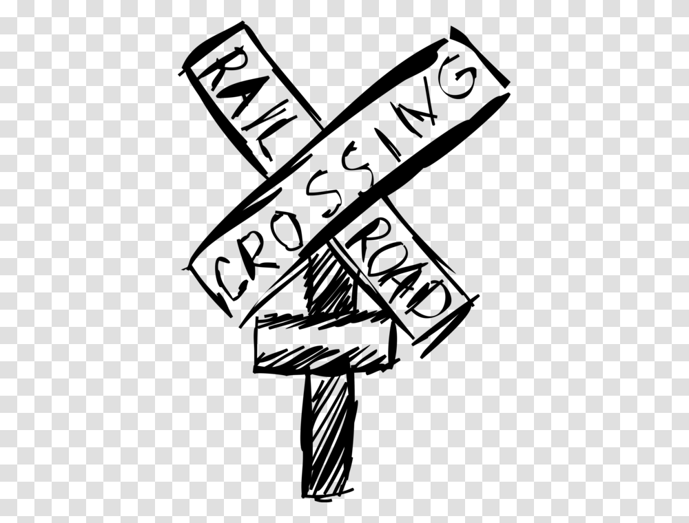 Vector Illustration Of Railway Crossing Caution Sign, Gray, World Of Warcraft Transparent Png