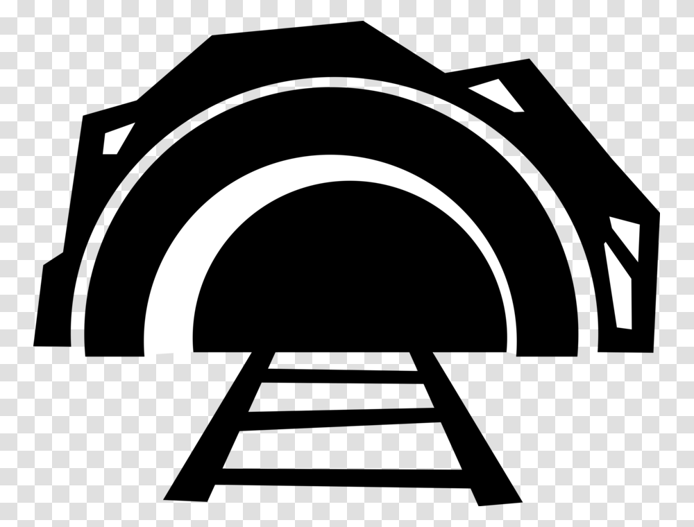 Vector Illustration Of Railway Train Tracks Leading Train Tunnel, Stencil, Alphabet Transparent Png