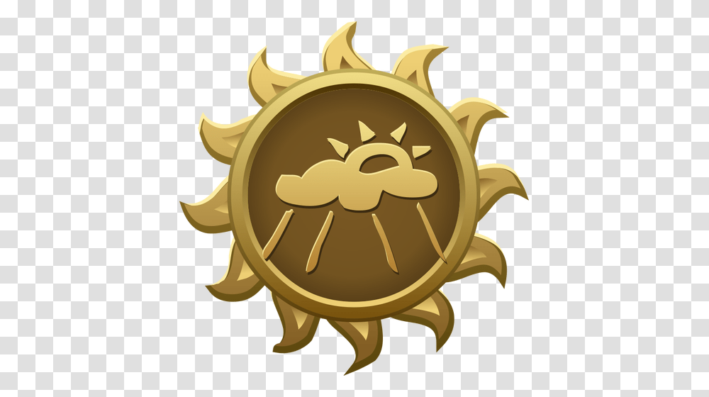 Vector Illustration Of Rainy Day Sun Shaped Emblem Trophy Emblems, Outdoors, Gold, Nature, Latte Transparent Png