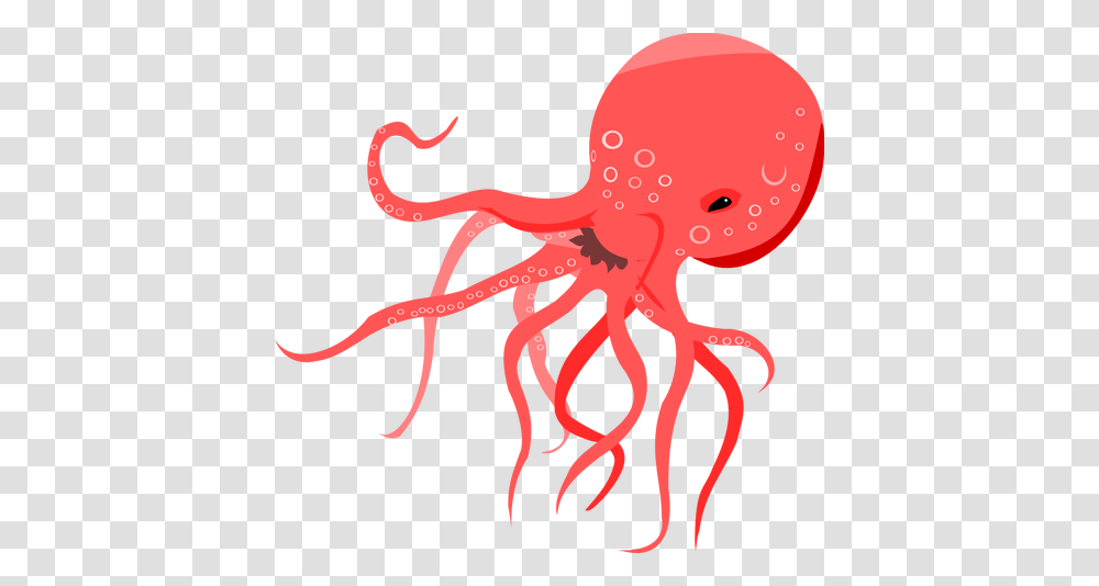 Vector Illustration Of Red Octopus, Animal, Invertebrate, Sea Life, Antelope Transparent Png