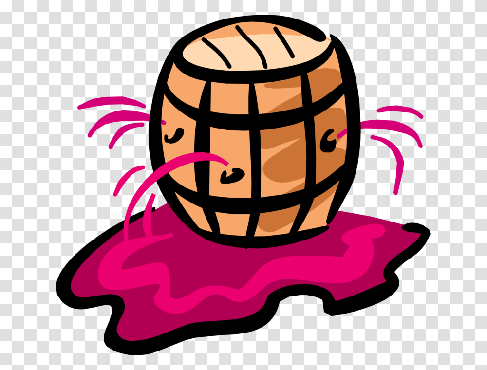 Vector Illustration Of Red Wine Barrel Cask Springs Leaky Barrel Clipart, Bomb, Weapon, Weaponry, Grenade Transparent Png