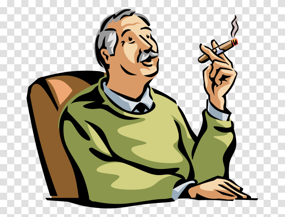 Vector Illustration Of Retired Elderly Senior Citizen Smoking Clip Art, Person, Human, Smoke, Bird Transparent Png
