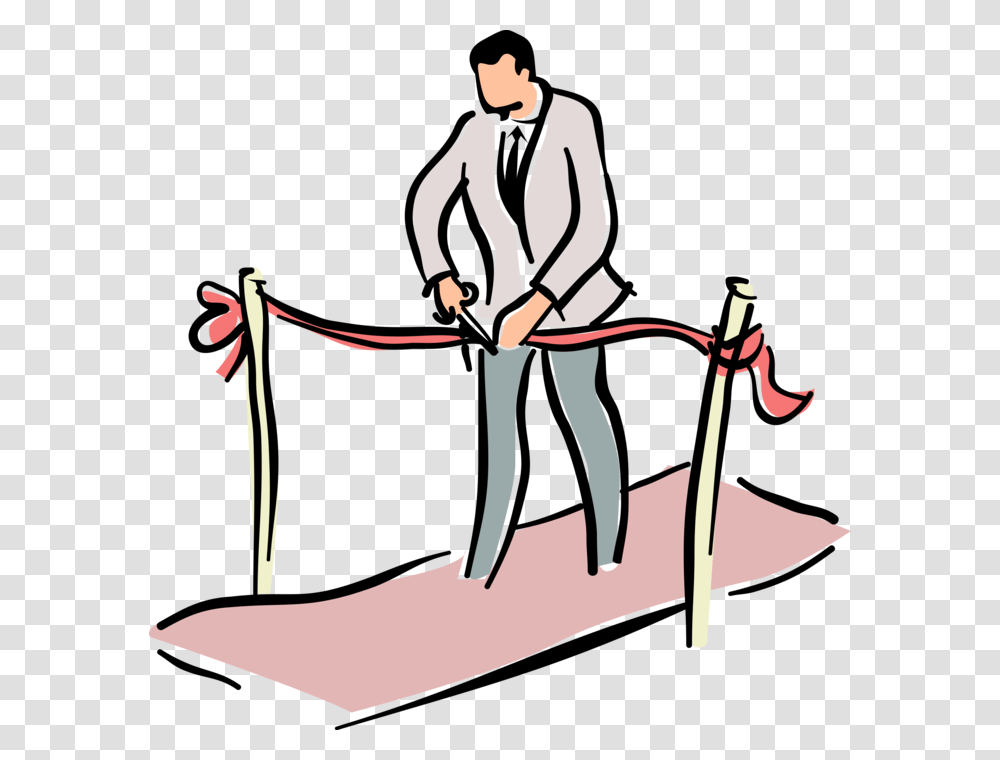 Vector Illustration Of Ribbon Cutting Ceremony Inaugurates Clipart Cutting Ribbon Ceremony, Performer, Hand Transparent Png