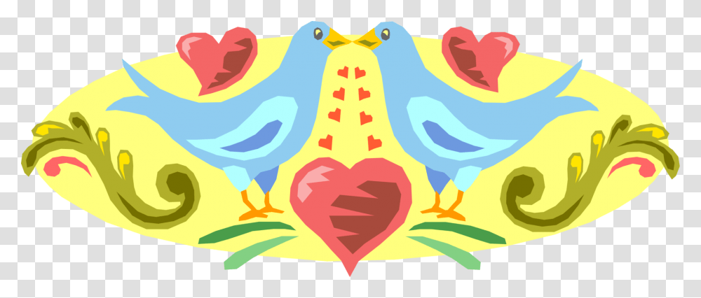 Vector Illustration Of Romantic Love Bird Animals With Visual Arts, Poultry, Fowl, Cow Transparent Png