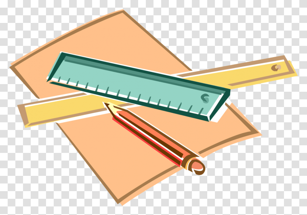 Vector Illustration Of Ruler Pencil Writing Instrument Pencil And Ruler Transparent Png