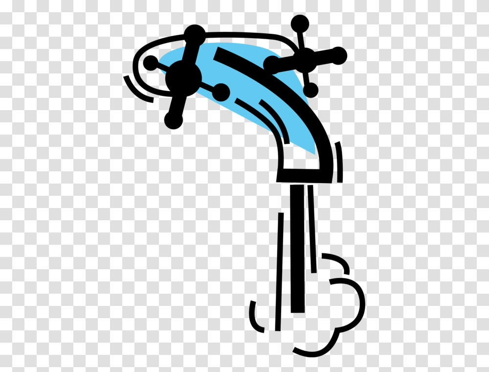 Vector Illustration Of Running Water With Tap Sink Tap Running Water Black And White, Outdoors, Sea, Nature, Vehicle Transparent Png