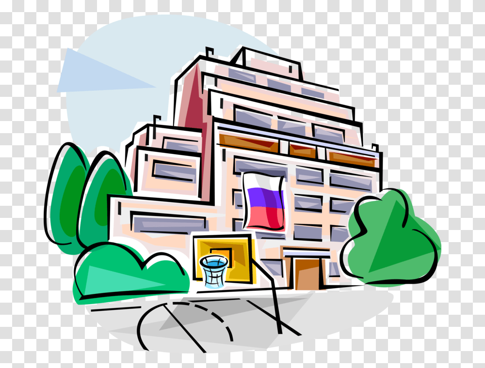 Vector Illustration Of Russian Academic School Building Russian School Clipart, Neighborhood, Urban, Housing Transparent Png