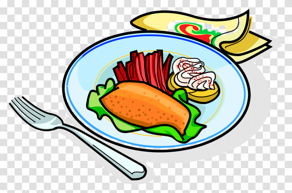 Vector Illustration Of Russian Cuisine Garnished Fried, Meal, Food, Dish, Cutlery Transparent Png