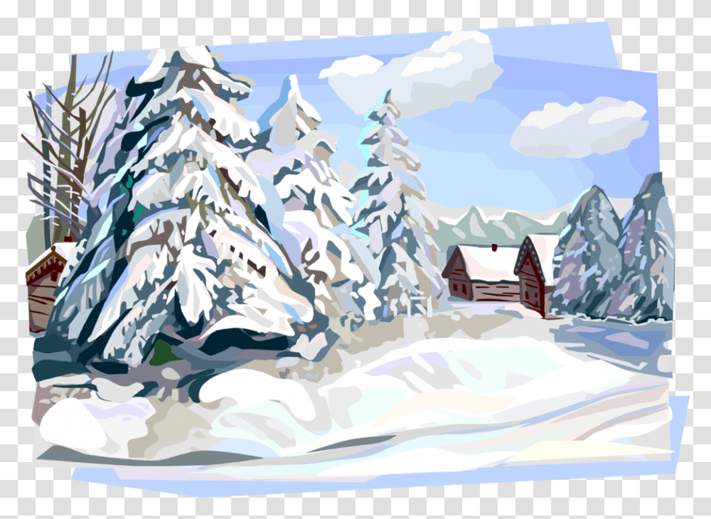 Vector Illustration Of Russian Winter Nature Scene Winter Scene Clipart, Outdoors, Snow, Housing, Building Transparent Png