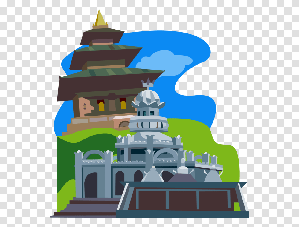 Vector Illustration Of Sagar Shiv Mandir Hindu Temple Shiv Temple Cartoon, Architecture, Building, Metropolis, City Transparent Png