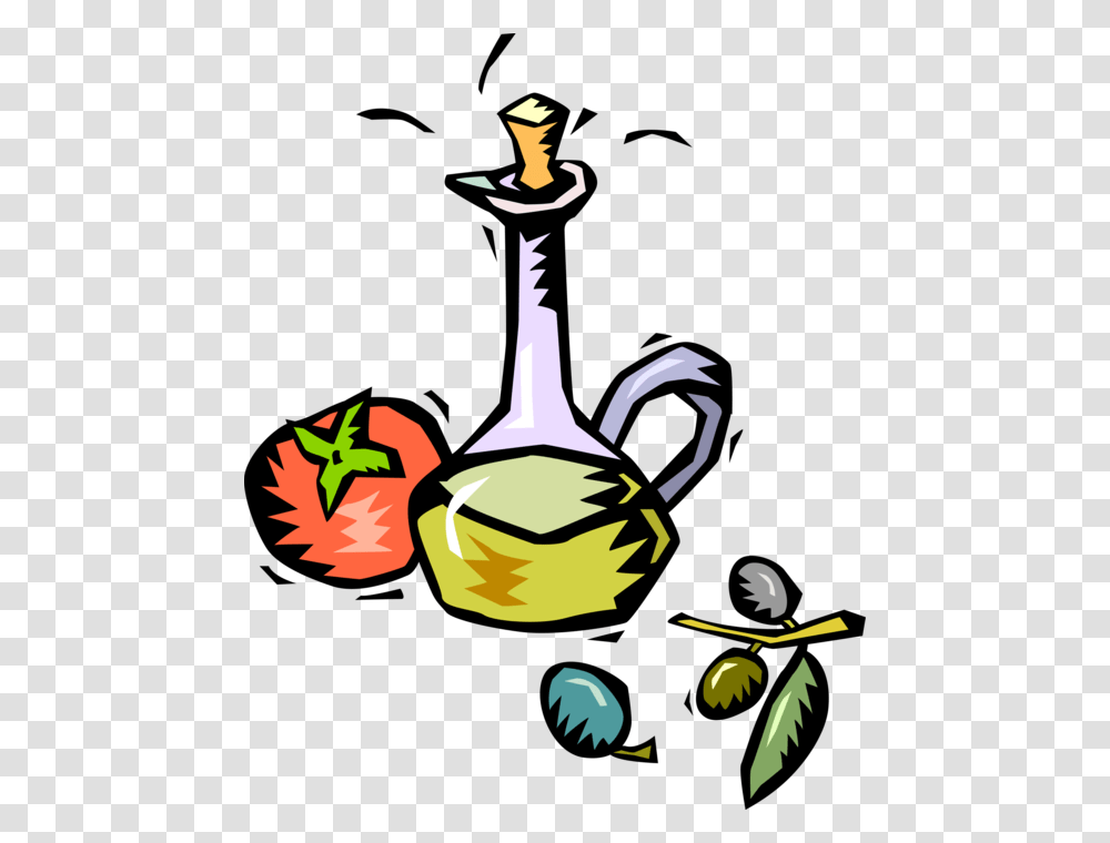Vector Illustration Of Salad Dressing Oil With Tomato Greek Dinner Clip Art, Pottery, Teapot, Doodle, Drawing Transparent Png