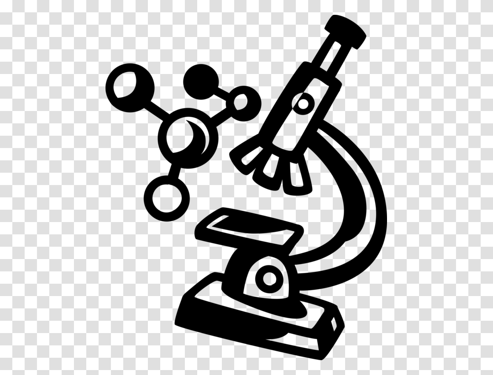 Vector Illustration Of Science Microscope Instrument Clip Art For Science, Gray Transparent Png