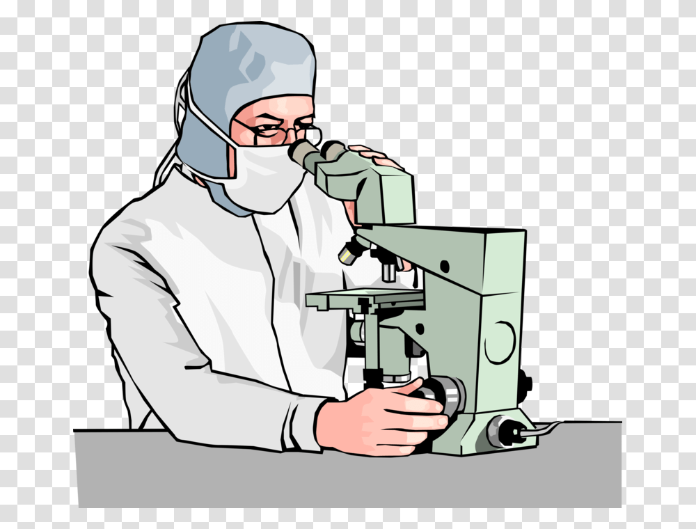 Vector Illustration Of Scientific Research Technician Illustration, Person, Human, Microscope, Gun Transparent Png