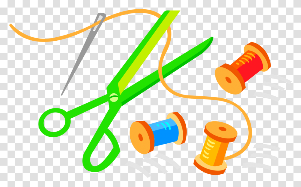 Vector Illustration Of Scissors With Sewing Needle Scissors Needle And Thread Clipart, Pin, Bow, Dynamite, Bomb Transparent Png