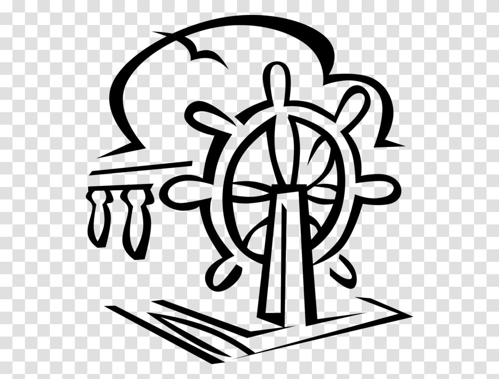 Vector Illustration Of Ship's Helm Wheel Or Boat S, Gray, World Of Warcraft Transparent Png