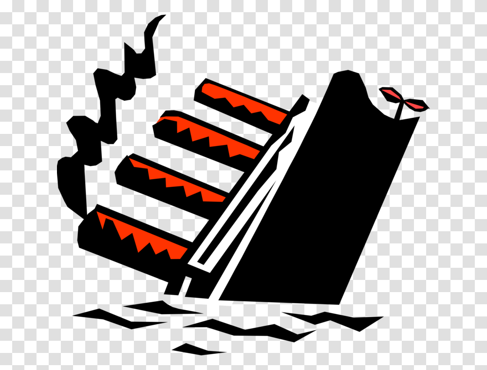 Vector Illustration Of Sinking Titanic Cruise Ship Sinking Ship Clipart, Weapon, Weaponry, Logo Transparent Png
