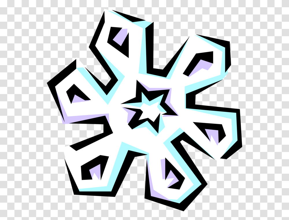 Vector Illustration Of Snowflake Ice Crystal Symbol, Star Symbol, Stencil Transparent Png