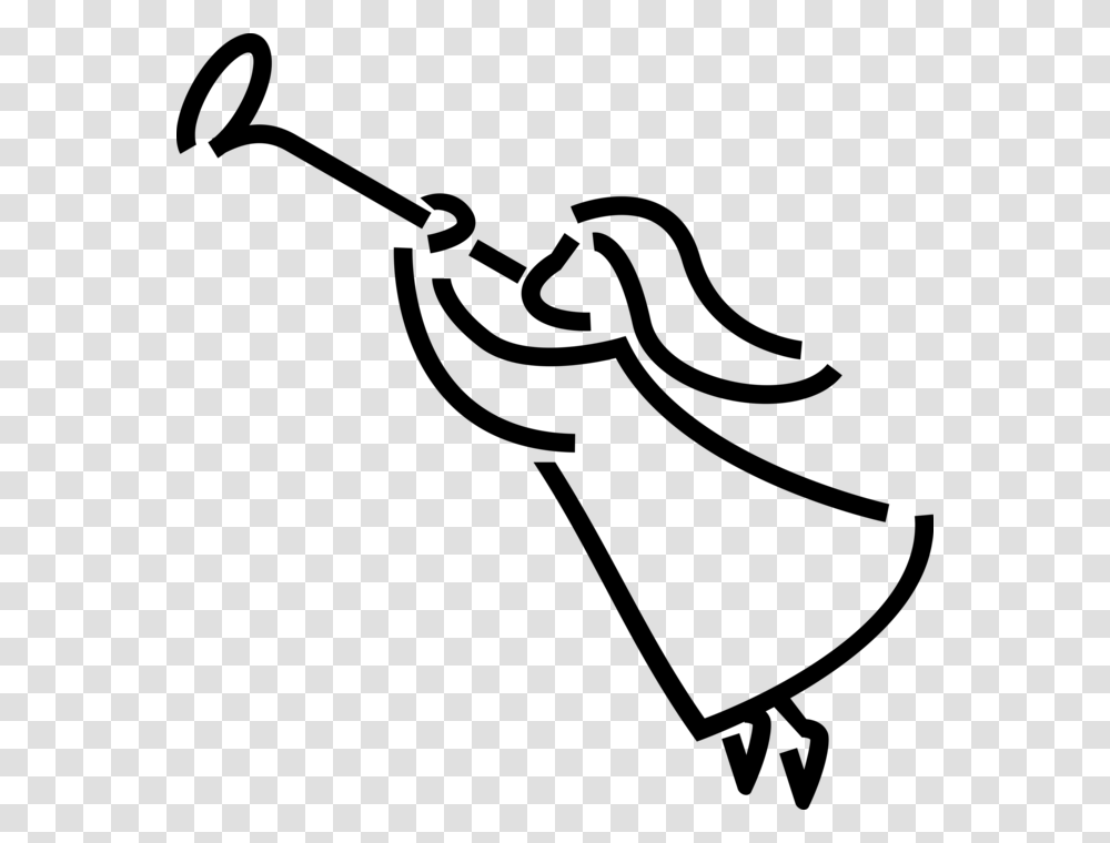 Vector Illustration Of Spiritual Angel Blowing Trumpet Anjo Com Com Corneta, Gray Transparent Png