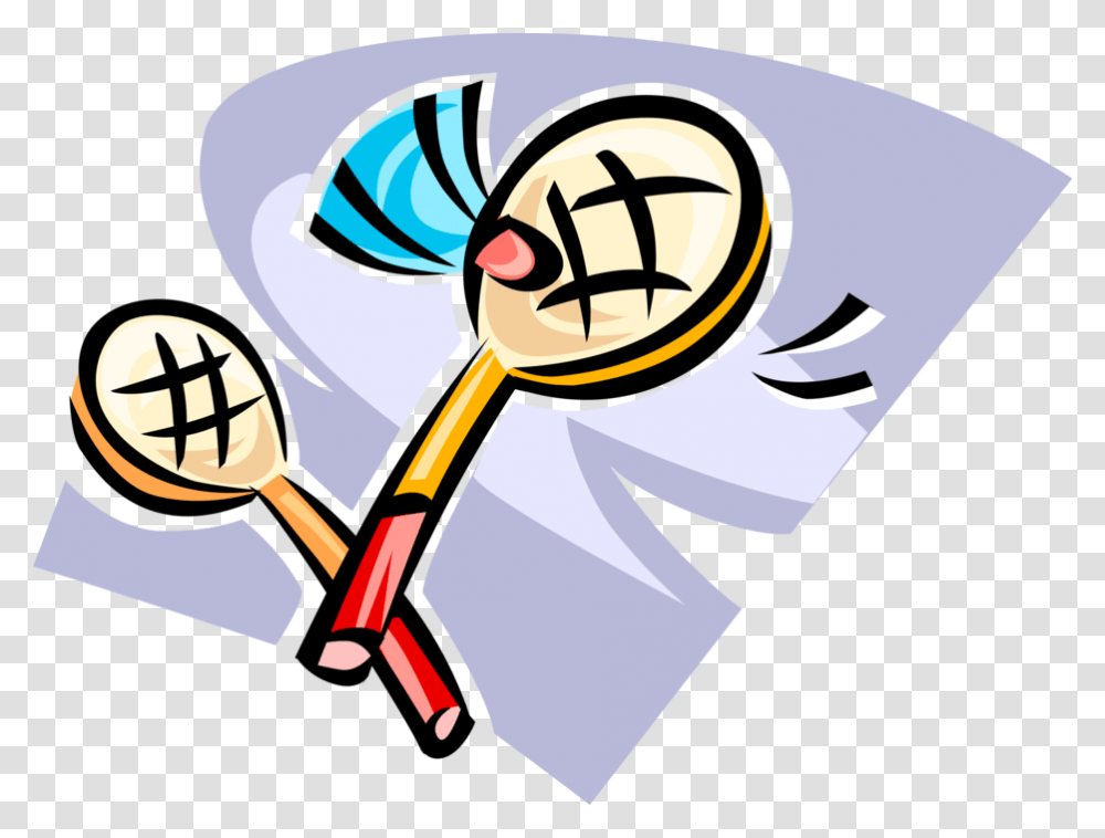 Vector Illustration Of Sport Of Badminton Rackets With, Musical Instrument, Rattle, Maraca Transparent Png