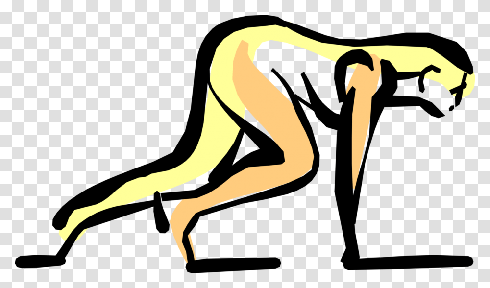 Vector Illustration Of Sports Track And Field Sprinter, Person, Back, Silhouette, Floor Transparent Png
