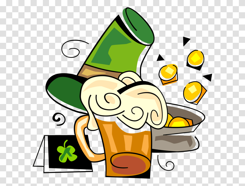Vector Illustration Of St Patrick's Day Beer And Pot, Cream, Dessert, Food, Creme Transparent Png