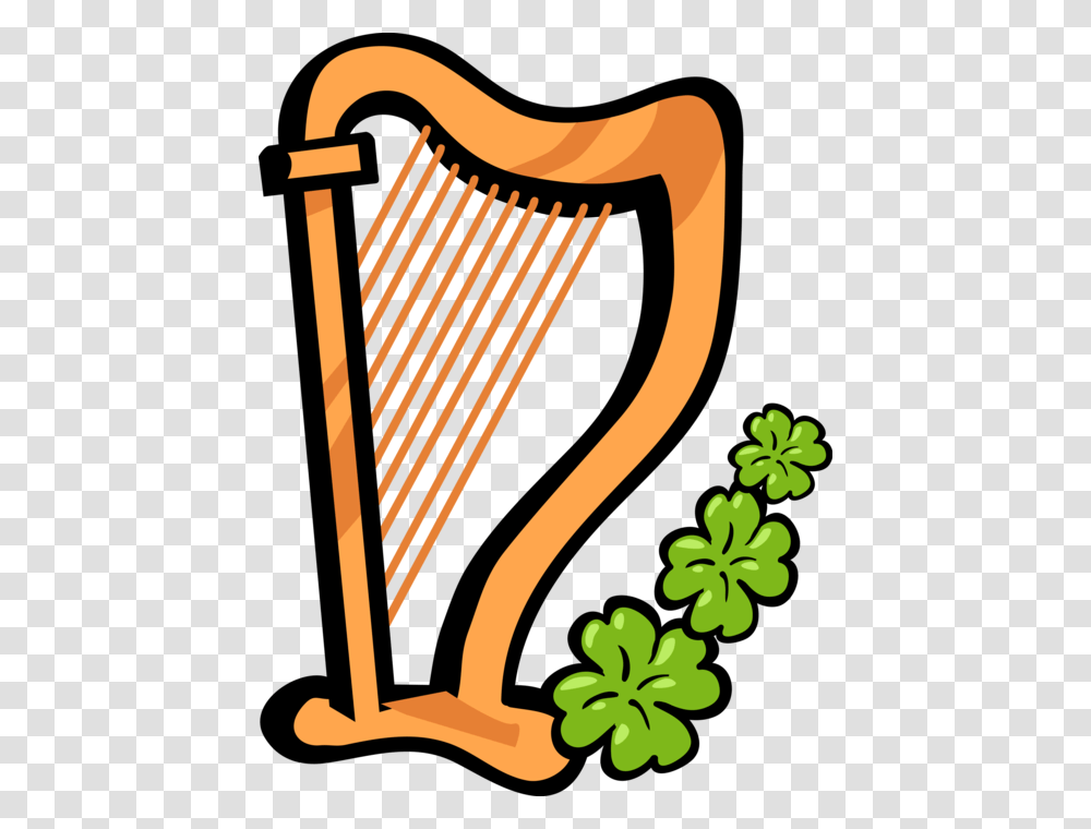 Vector Illustration Of St Patrick's Day Clrsach Gaelic Shamrock Clipart, Harp, Musical Instrument, Lyre, Leisure Activities Transparent Png