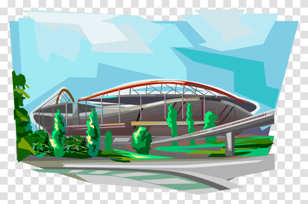 Vector Illustration Of Stadium Of Light Estdio Da Estadio Da Luz Vetor, Building, Architecture, Road, Bridge Transparent Png