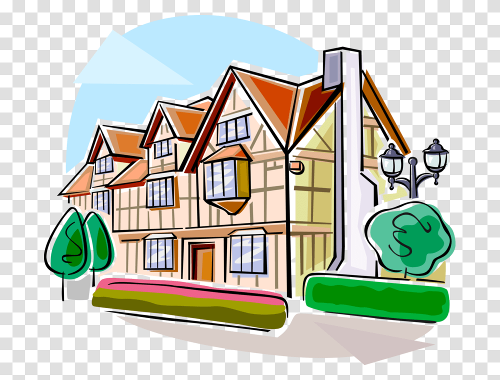 Vector Illustration Of Stratford Upon Avon Tudor Style Stratford Upon Avon Cartoon, Neighborhood, Urban, Building, Housing Transparent Png