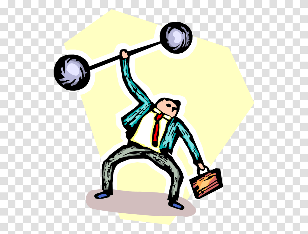 Vector Illustration Of Strongman Businessman Weightlifter Illustration, Person, Sport, Duel Transparent Png