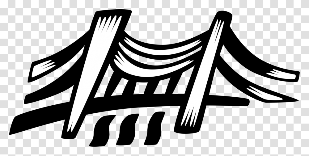 Vector Illustration Of Suspension Bridge Crosses Open, Fork, Cutlery Transparent Png