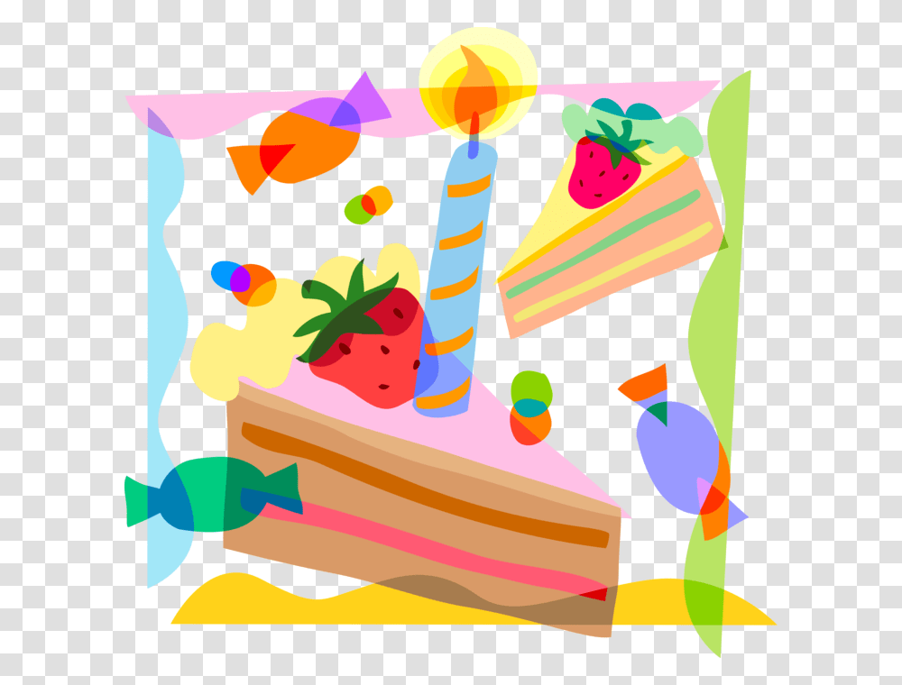 Vector Illustration Of Sweet Dessert Baked Birthday, Food, Cake Transparent Png