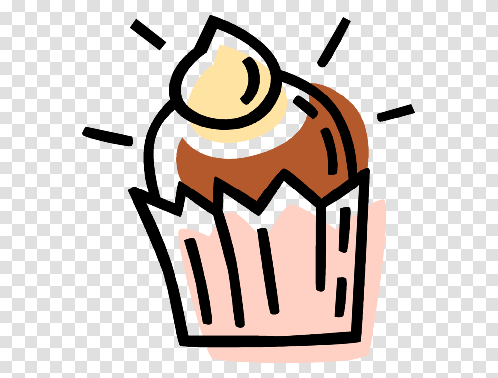 Vector Illustration Of Sweet Dessert Baked Cupcake Clip Art, Food, Cream, Creme, Sweets Transparent Png