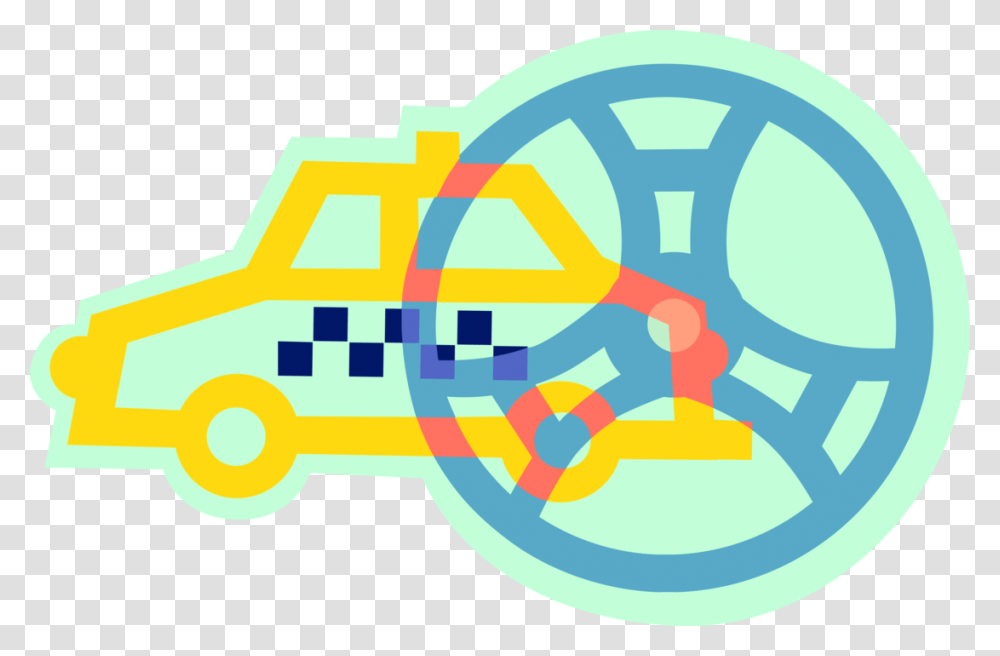 Vector Illustration Of Taxicab Taxi Or Cab Vehicle Circle, Transportation Transparent Png