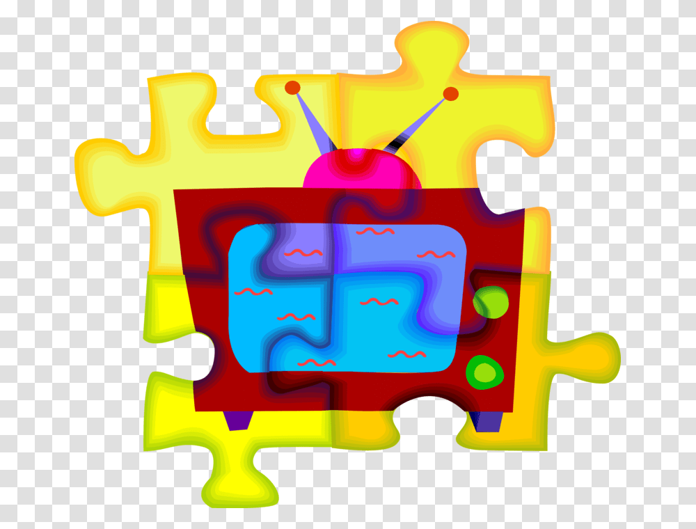 Vector Illustration Of Television Or Tv Telecommunication, Jigsaw Puzzle, Game, Fire Truck, Vehicle Transparent Png