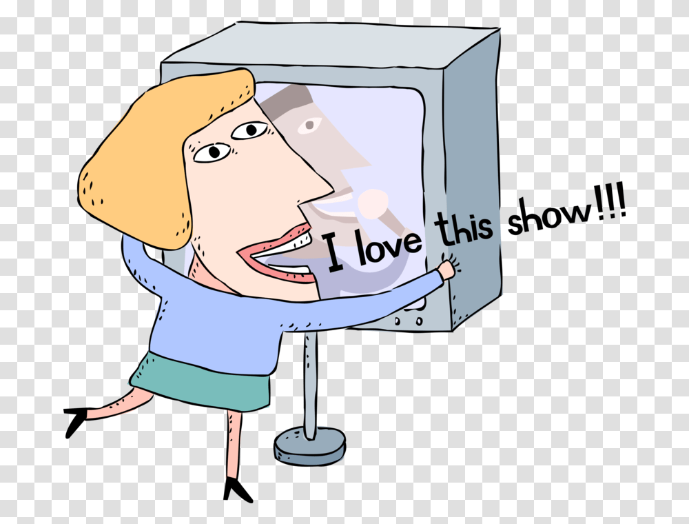 Vector Illustration Of Television Show Fan Enjoys Favorite Cartoon, Monitor, Screen, Electronics, Display Transparent Png