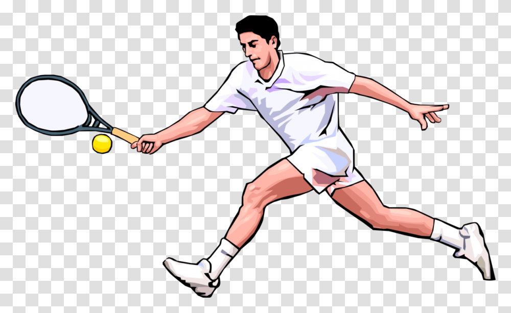 Vector Illustration Of Tennis Player With Racket Or Soft Tennis, Person, Human, Sport, People Transparent Png